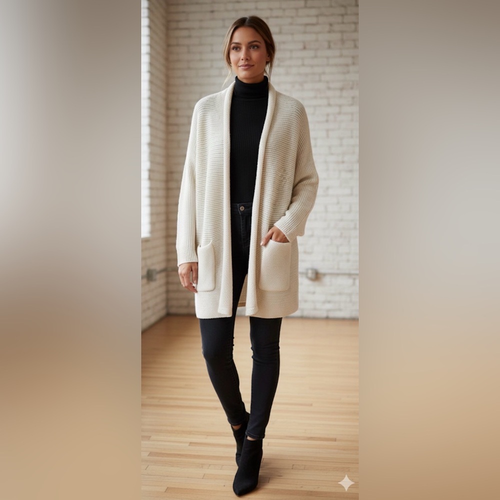 GAP Cream Knit Open-Front Long Cardigan #boho #bohemian whippie #bohofashion